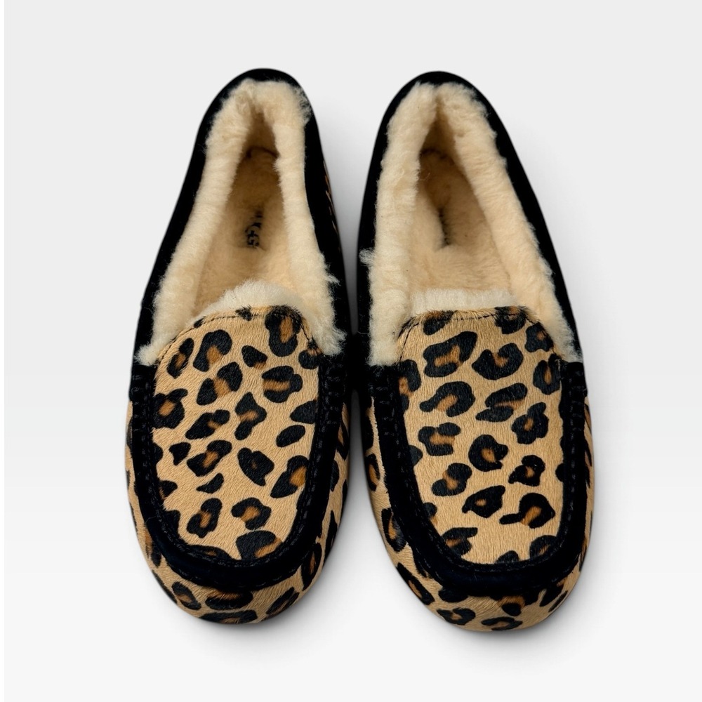 UGG Ansley Calf Hair Leopard Moccasin Womens 11 Chestnut Animal Print New